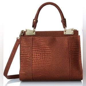 $398 Sold Out Foley and Corinna Brown Snake Metallic Leather Handbag